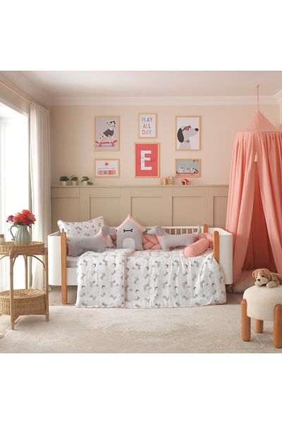 JOYFUL KIDS Puppy Dog Themed Montessori Sleeping Set – 100% Cotton Muslin, Pastel Colored, Fun Design