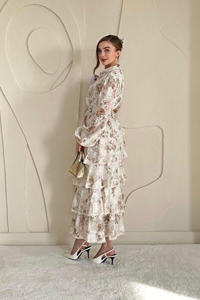 Elbee Fashion Woman Rochie stratificată cu volan