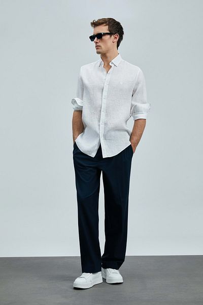 Lufian 111010630 Pitaya Λινό Πουκάμισο Comfort Fit Ανδρικό Πουκάμισο Λευκό