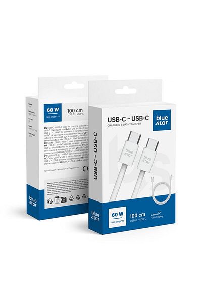 REDz Accessories Type-c To Type-c Charging Cable 6a, 60w, Fast Charge, Qc4.0, Bluestar Q28, 1m, White