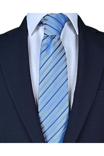 1001 Kravat Light Blue Patterned 8 cm Wide Tie