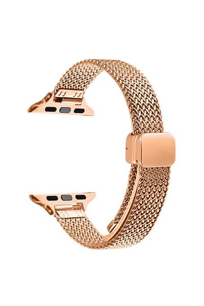 REDz Accessories Milanese Luxury Strap For Apple Watch, Metallic Fabric, Magnetic, Rose-gold - 38/40/41 Mm