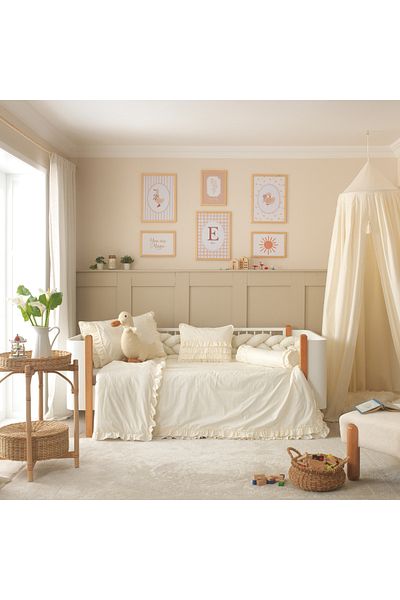 JOYFUL KIDS Luna 100% Cotton Montessori Baby Sleeping Set – Ruffled, Cream Color, Duck Sleeping Companion