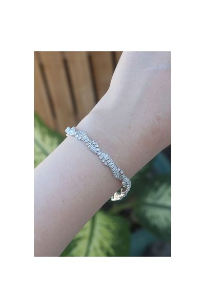 maarketim Vip Series Brass Zircon Stone Silver Color Spiral Model Bracelet