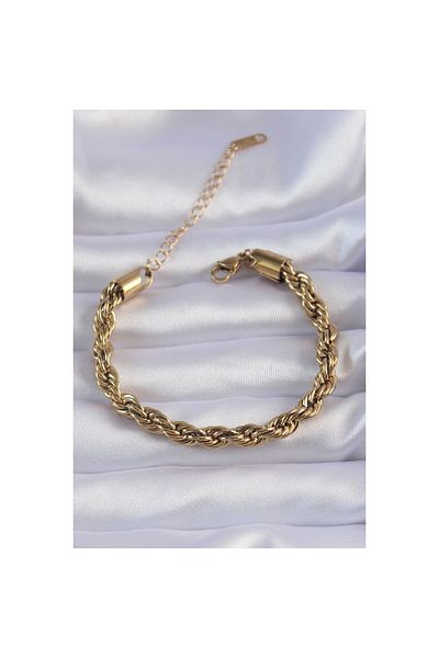 maarketim 316L Steel Gold Color Thick Twist Chain Bracelet