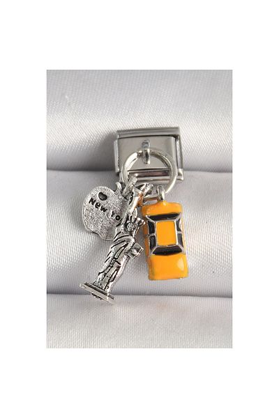 maarketim 316L Steel Silver Color Yellow Taxi Statue of Liberty Model Nomination Charm