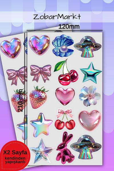 ZobarMarkt ONLINE MARKETING Hologram Universe Sticker Set (Bullet Journal- Agenda - Laptop)