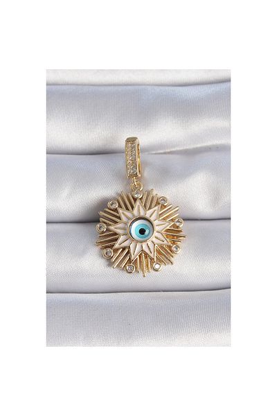 maarketim Brass Gold Color Evil Eye Beaded Fringed Star Figure Ajda Charm
