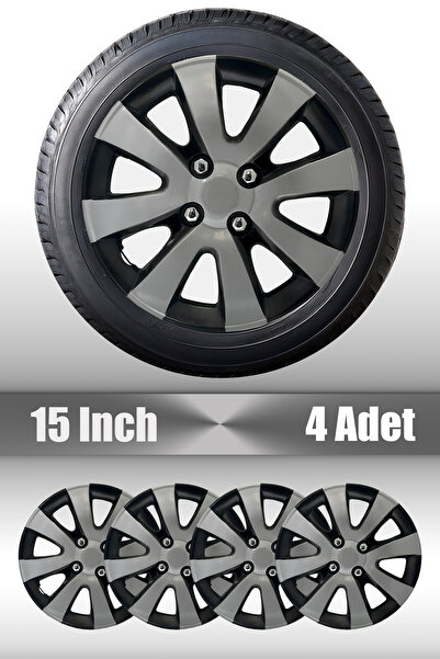 FRWY Ford Fiesta Focus Fusion 15" inç Uyumlu 4 Adet 1 Takım Gri Siyah Jant Ka...