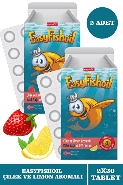 Seddar Collection EasyFishoil Çocuk Çilek ve Limon Aromalı 30 Çiğneme Tableti 2 Adet