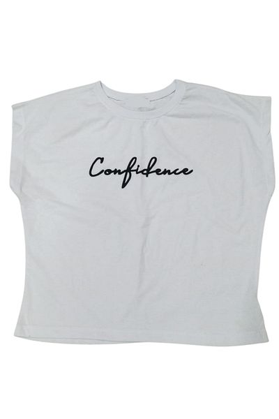 İrem Çocuk Giyim Girl's Confidence Written White Color T-Shirt