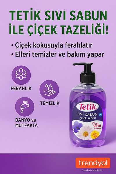 Tetik Liquid Hand Soap Lavender 500 Gr X 12 (1 Box - 6kg)