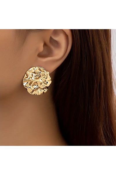 HDCreativeDesign 1 Pair Textured Geometric Steel Earrings