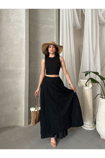 Ekim Store Σετ μπλούζα με φούστα με σκαλοπάτη δαντέλα