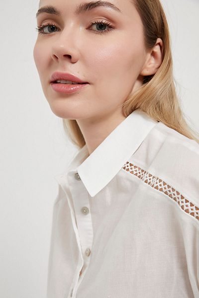 Arma Life Women's Patterned Summer Short Sleeve White Short Shirt
