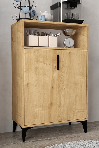 Evmo Home 1203 Ada Çok Amaçlı Dolap , Kahve Köşesi , Kiler Dolabı , Mutfak Standı 2 Kapılı - Safir