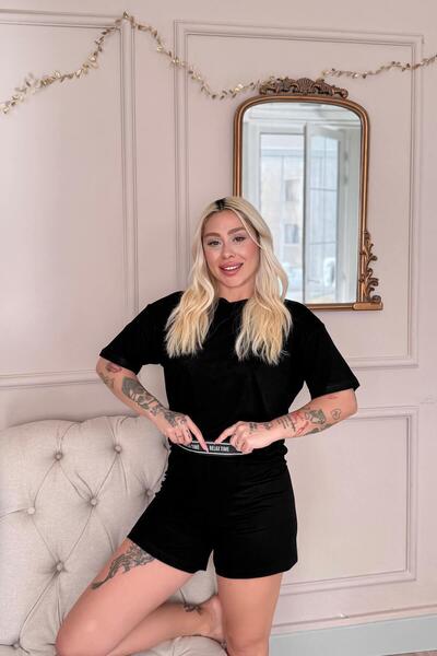 Pijamaevi Nero Lusso Bamboo Women's Pajama Set with Short Sleeve Shorts