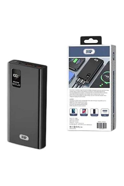 SP 10000mAh Wireless Power Bank with 1 USB C Port and 2 USB A Ports, 22.5W, Black