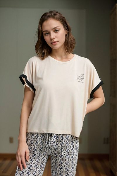 Pierre Cardin Women's Clothing Short Sleeve Two-Piece Pajamas Set Ll.Pc01.K1.D025