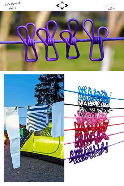 LİGROUND 1 Adet Portatif Kendinden Mandallı Piknik/Kamp Çamaşır Kurutma Esnek...