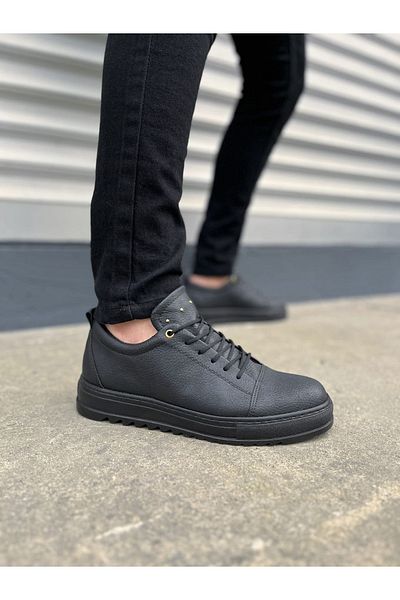 Joy Ayakkabı JY152 Cool Lace-up Skin Ανδρικά καθημερινά αθλητικά κλασικά παπούτσια CST - Μαύρα
