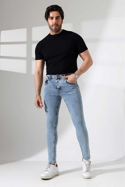 MODA Ice Wash Lycra Denim Fabric Pants