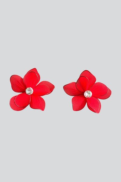 stravis Red Flower Earrings