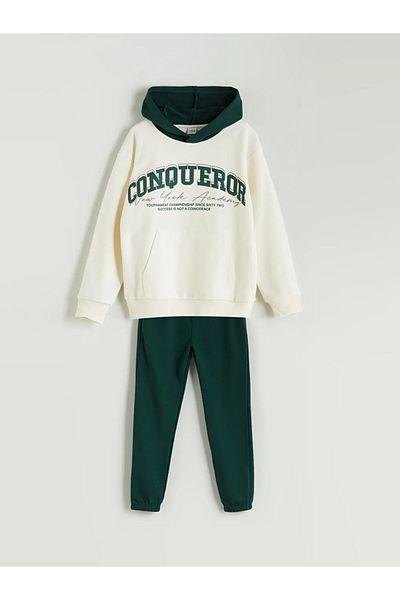 LC Waikiki Lcw Kids Ecru Hooded Boys Tracksuit Set