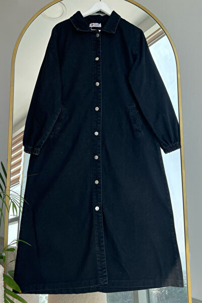 Bold Grup Women's Black Denim Buttoned Pocket Jeans Cap