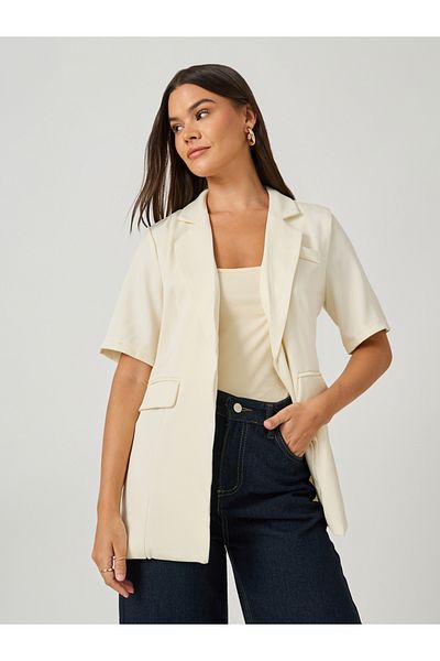 Styli Regular Fit Short Sleeve Notch Label Blazer