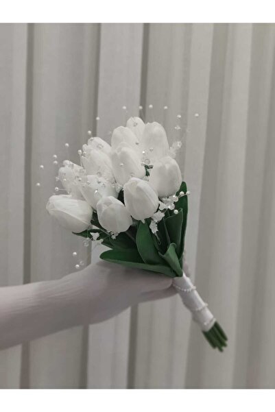 Bioren İncili Lale Gelin Çiçeği 13+1 Adet damat çiçeği Dahil