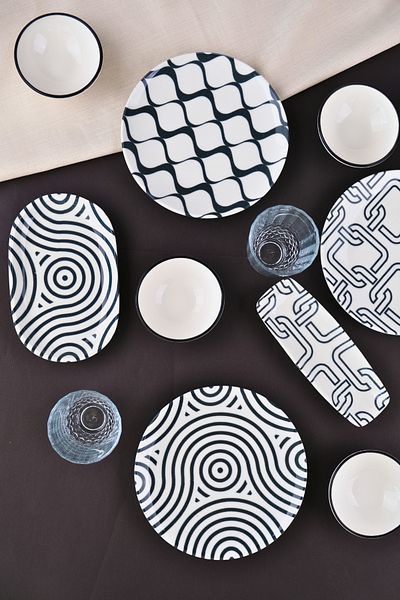 tabakevi Plate House Porcelain Black Breakfast and Catering Set for 6 People 14 Pieces Tvl14Kahprs1152