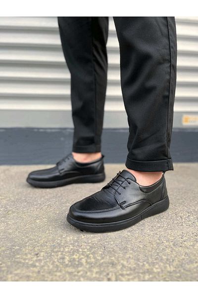 Joy Ayakkabı JY0510 Clasica Lace-up Skin Ανδρικά καθημερινά κλασικά παπούτσια CST - Μαύρα