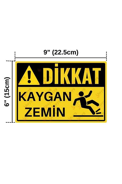 Hayg Equipment Caution Slippery Floor Warning Sign - Uv Printed Aluminum Sign - 15X22.5 cm