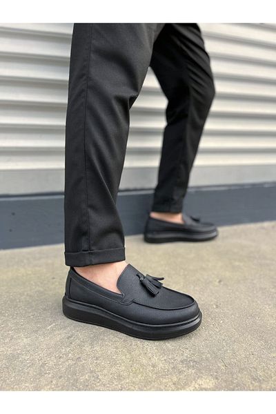 Joy Ayakkabı Jy154 Blaze Laceless Tasseled Skin Men's Casual Sports Classic Shoes Cst - Black