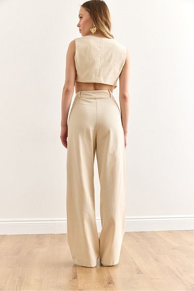 Olalook Women's Stone Vest Trousers Gabardine Suit Tkm-19000389