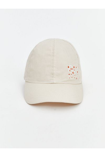 LC Waikiki Beige Embroidered Go Play Printed 100% Cotton Boy's Cap Hat