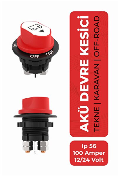 allestock Mini Akü Devre Kesici Şalter Ip56 - 12/24v 100a