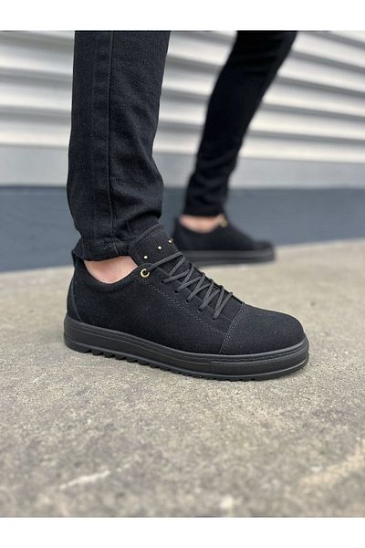 Joy Ayakkabı JY152 Cool Lace-up Suede Ανδρικά καθημερινά αθλητικά κλασικά παπούτσια SST - Μαύρα