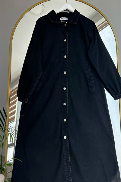 Bold Grup Women's Black Denim Buttoned Pocket Jeans Cap