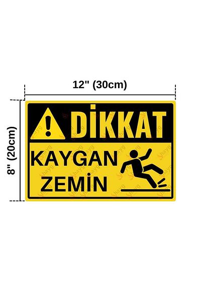 Hayg Equipment Caution Slippery Floor Warning Sign - Uv Printed Aluminum Sign - 20X30 cm