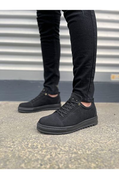 Joy Ayakkabı JY152 Cool Lace-up Suede Ανδρικά καθημερινά αθλητικά κλασικά παπούτσια SST - Μαύρα