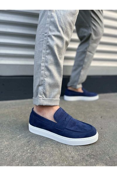 Joy Ayakkabı Estilo X Laceless Suede Men's Casual Sports Classic Shoes Sbt - Navy Blue