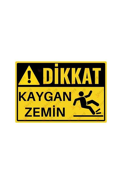 Hayg Equipment Caution Slippery Floor Warning Sign - Uv Printed Aluminum Sign - 15X22.5 cm