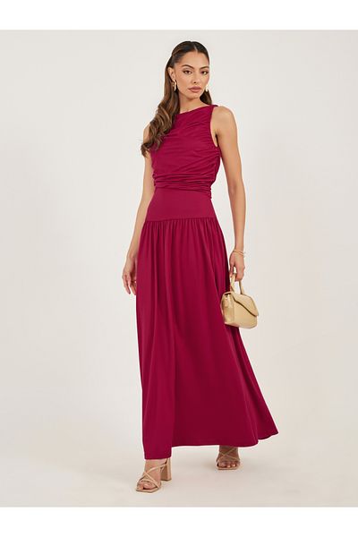 Styli Red Sleeveless A-Line Maxi Dress