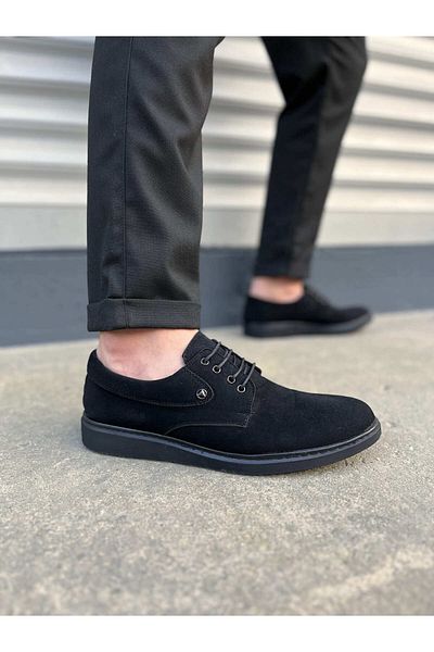 Joy Ayakkabı JY0610 Clasico Lace-up Suede Ανδρικά καθημερινά κλασικά παπούτσια SST - Μαύρα