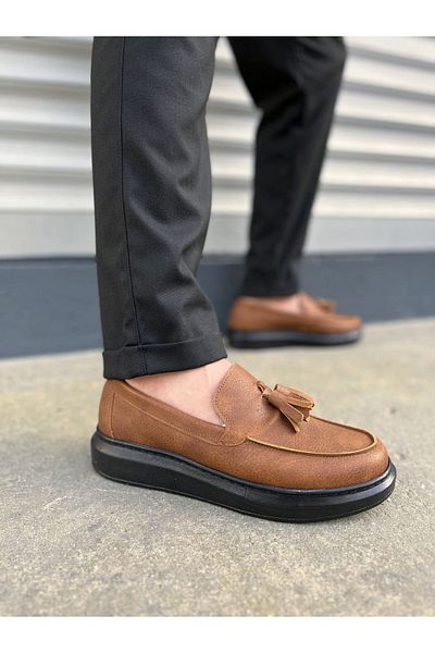 Joy Ayakkabı JY154 Blaze Laceless Tassel Skin Ανδρικά καθημερινά αθλητικά κλασικά παπούτσια CST - Tan