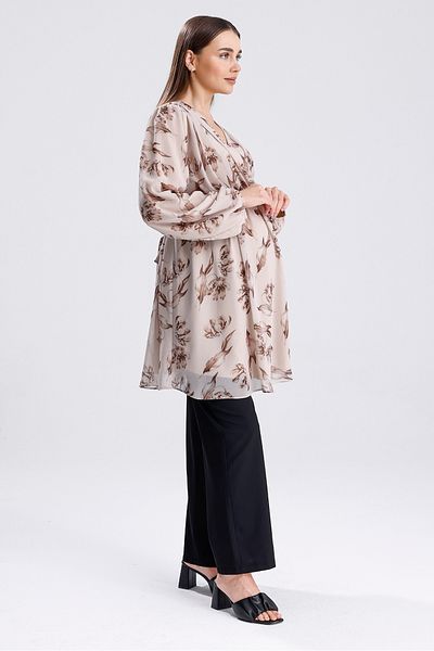 KATLİN MATERNİTY WEAR Maternity Floral Pattern Lined Chiffon Tunic