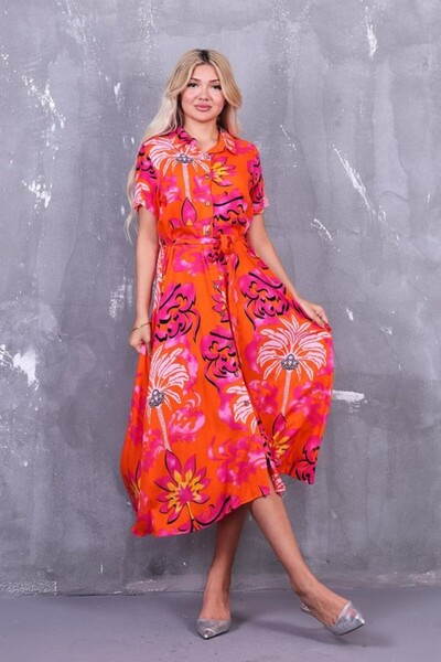 BASIC فستان فيسكوز بأزرار