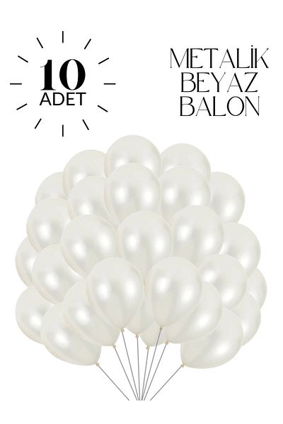 Mielibon Set of 10 Metallic White Balloons – 12 Inch Glittering Balloons, Indoor Party Decoration